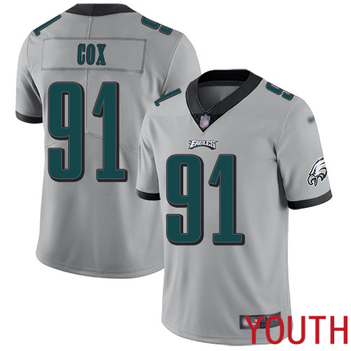 Youth Philadelphia Eagles #91 Fletcher Cox Limited Silver Inverted Legend NFL Jersey Football